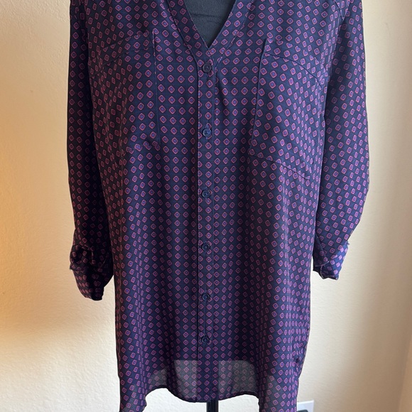 Express Blue and Red Button Down Shirt - Picture 5 of 5
